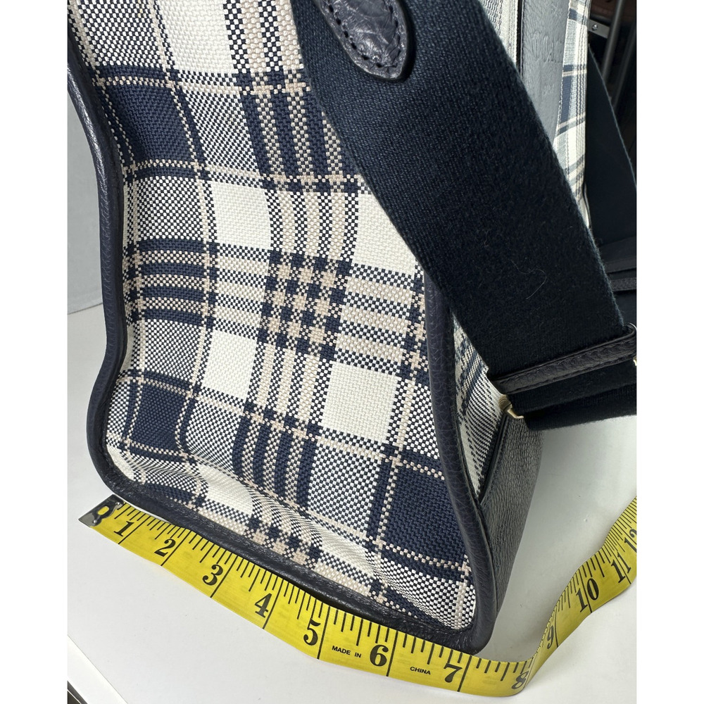 Coach Dempsey Garden Plaid Large Tote Bag W/ Matching Wallet in Navy Blue EUC - Picture 9 of 16